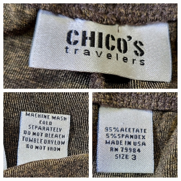 CHICO'S Travelers Classic Meredith Pants in Brown - Size 3 or Size 16 - Picture 5 of 8